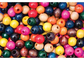 10mm Round Wooden Beads - Mixed (+/- 250g)